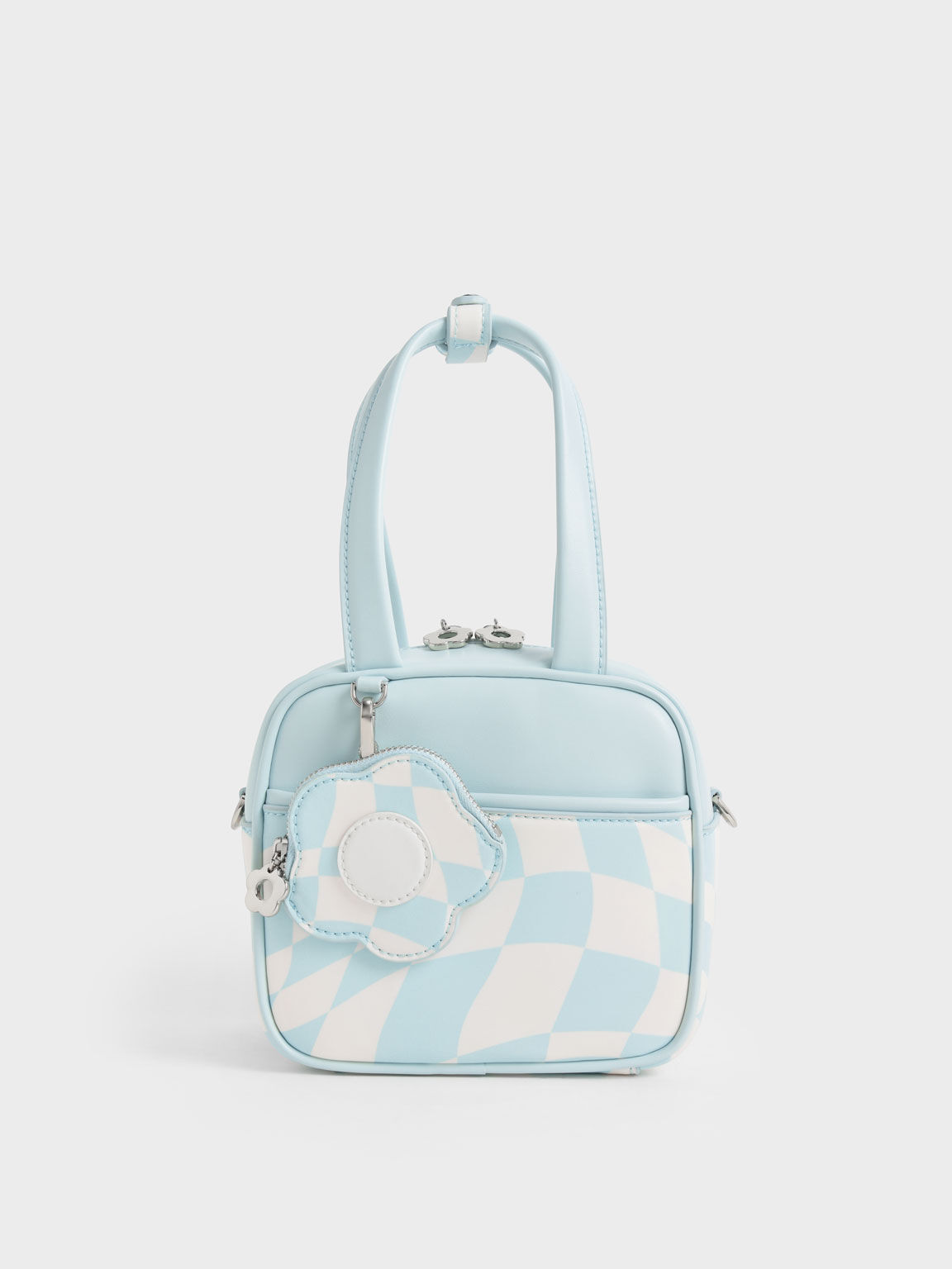 Minka Checkered Boxy Bag, Light Blue, hi-res