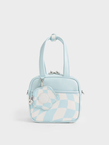 Minka Checkered Boxy Bag, Light Blue, hi-res