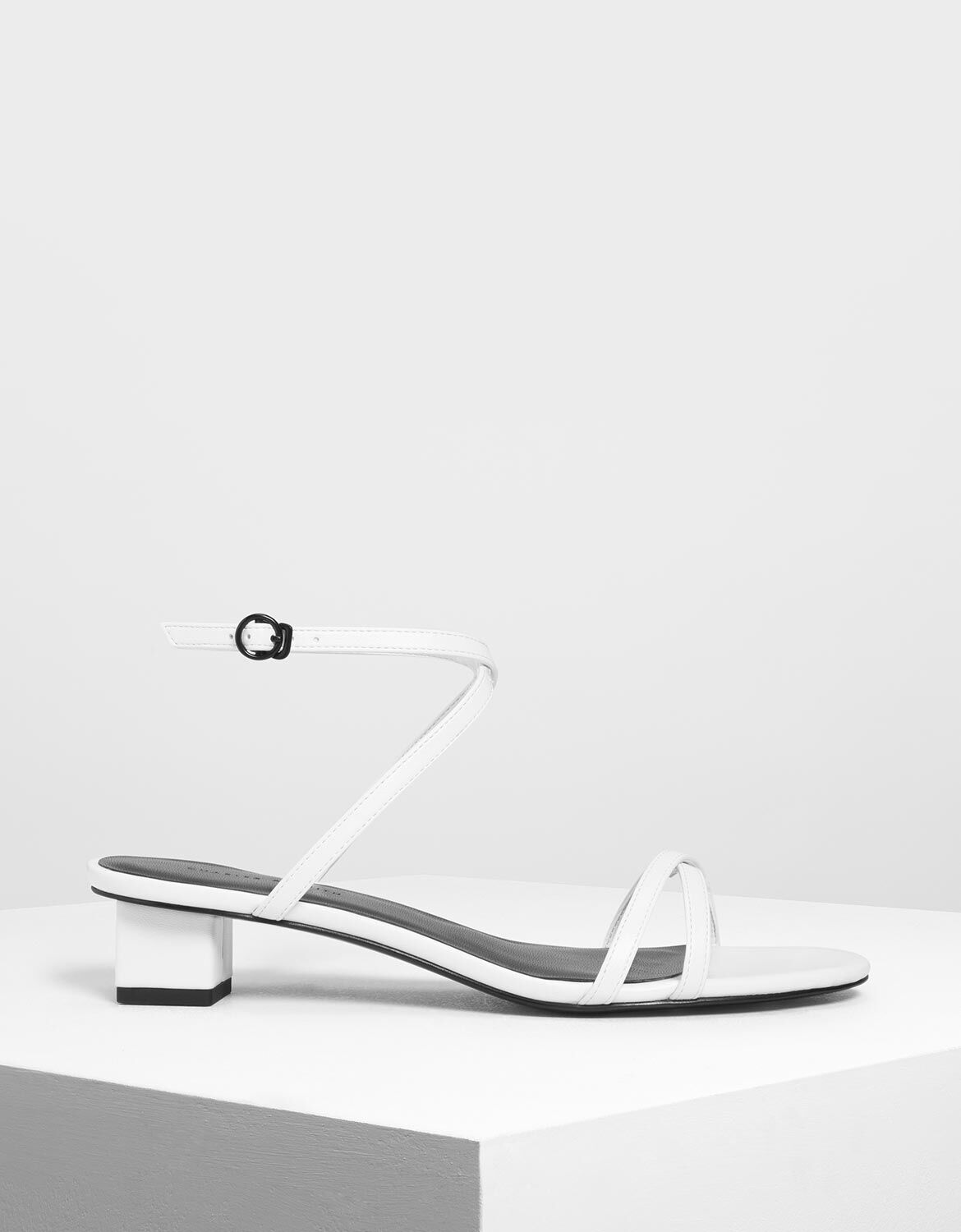 white short heel sandals