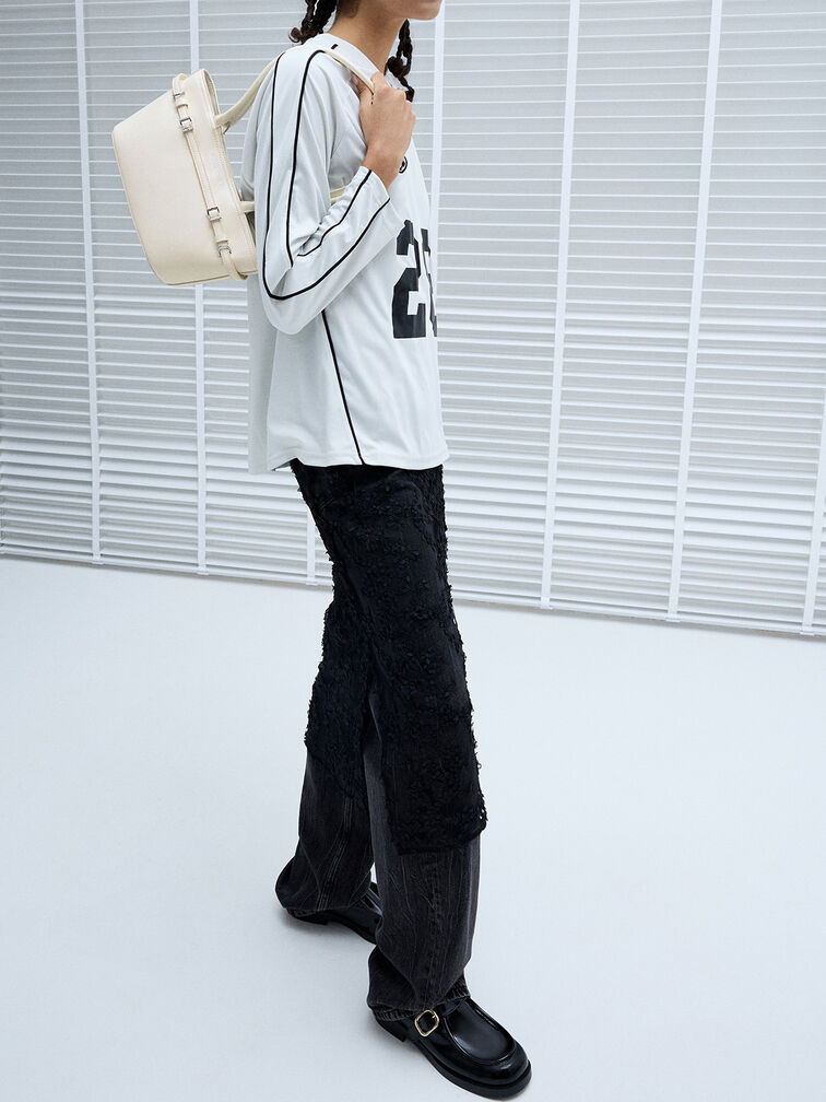 Sloane Elongated-Handle Shoulder Bag, Cream, hi-res