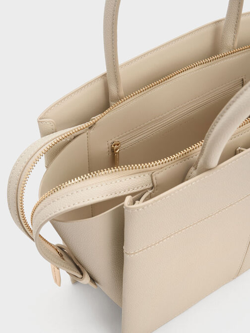 Anwen Trapeze Top Handle Bag, Beige, hi-res