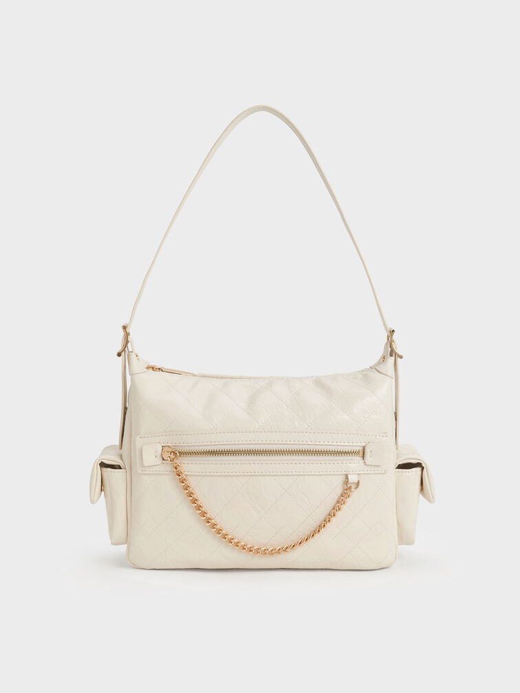 Duo Quilted Shoulder Bag, Cream, hi-res