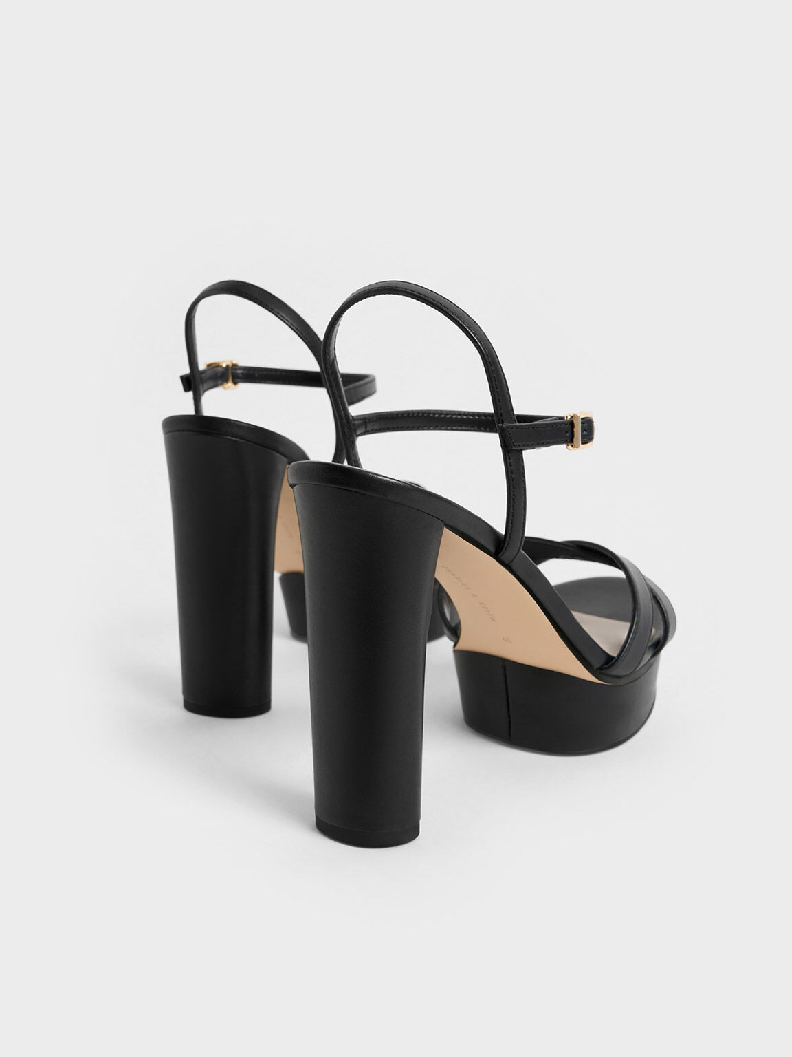 Crossover Platform Sandals, Black, hi-res