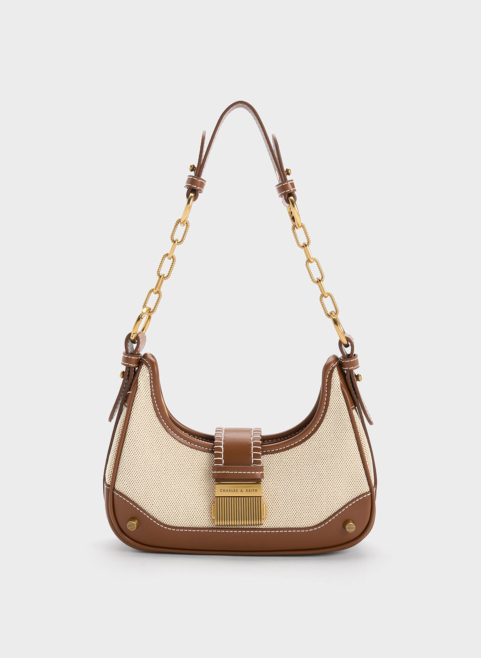 Winslet Canvas Belted Hobo Bag, Chocolate, hi-res