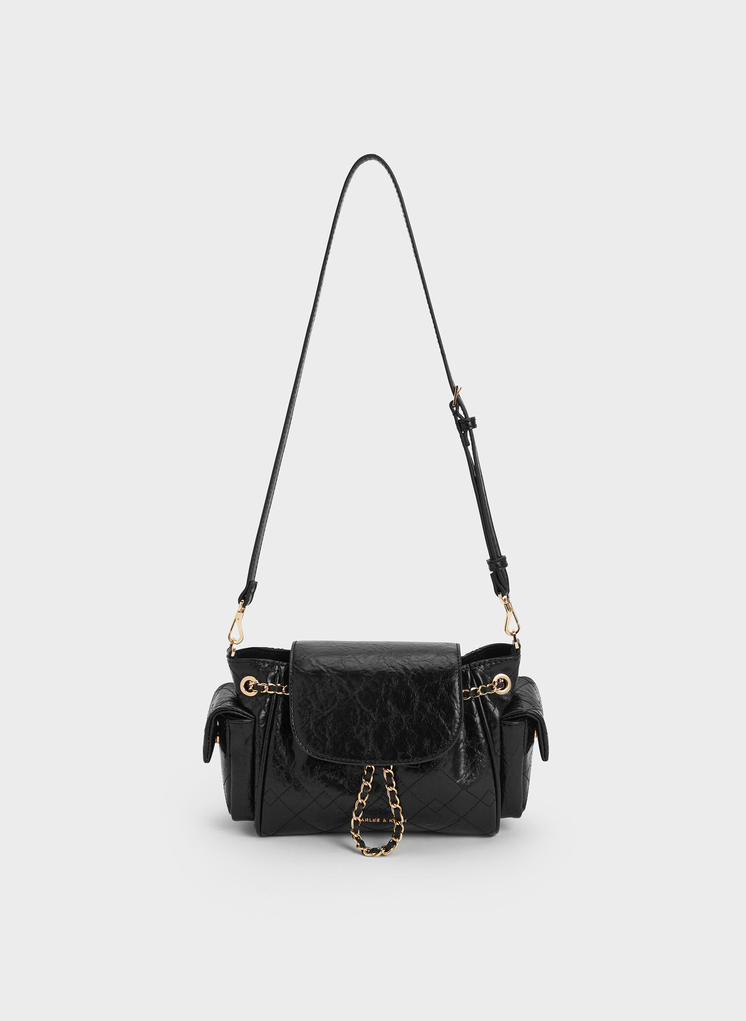 Duo Quilted Two-Way Front Flap Backpack, Black, hi-res