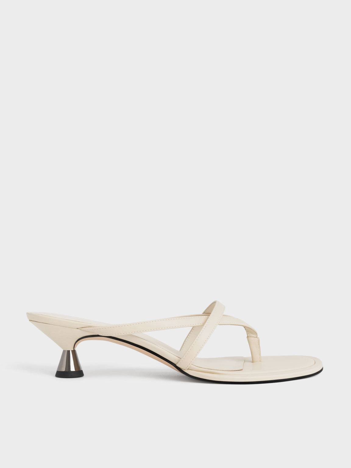 Spool Heel Thong Sandals, Chalk, hi-res