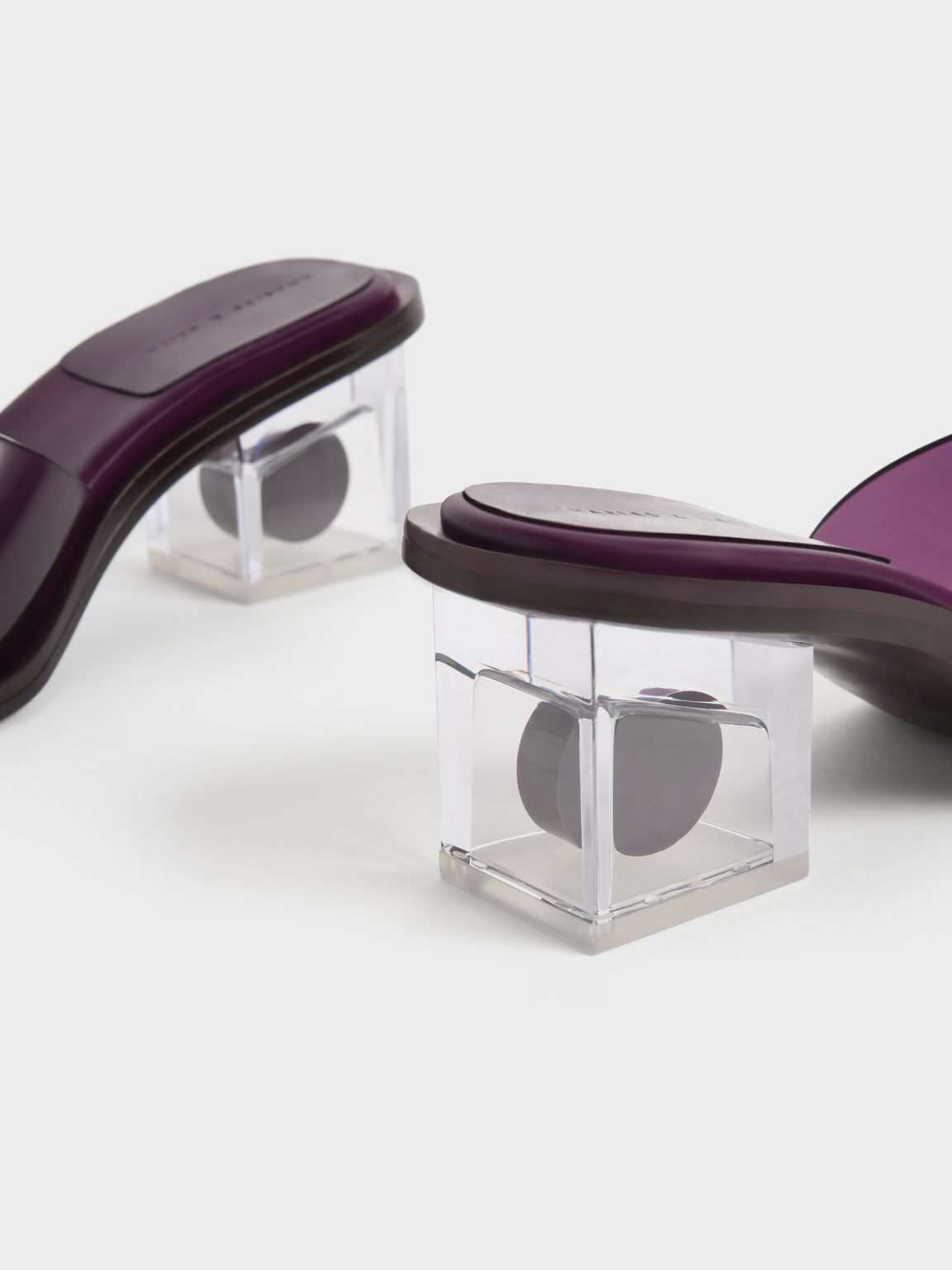 Madison Clear Sculptural Heel Mules, Purple, hi-res