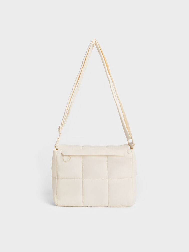 Mini Errya Nylon Quilted Puffy Crossbody Bag, Blanco, hi-res