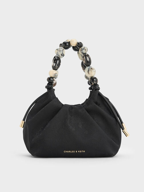 Bolso Aviary con asa decorada de cuentas Jacquard, Negro, hi-res