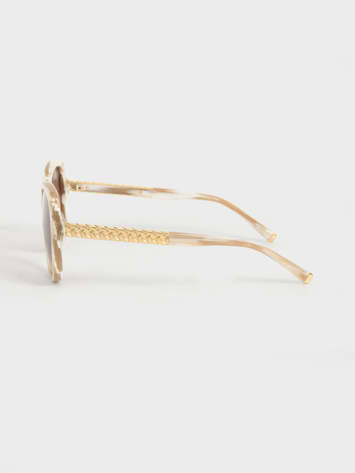 Recycled Acetate Braided Temple Butterfly Sunglasses, Cream, hi-res