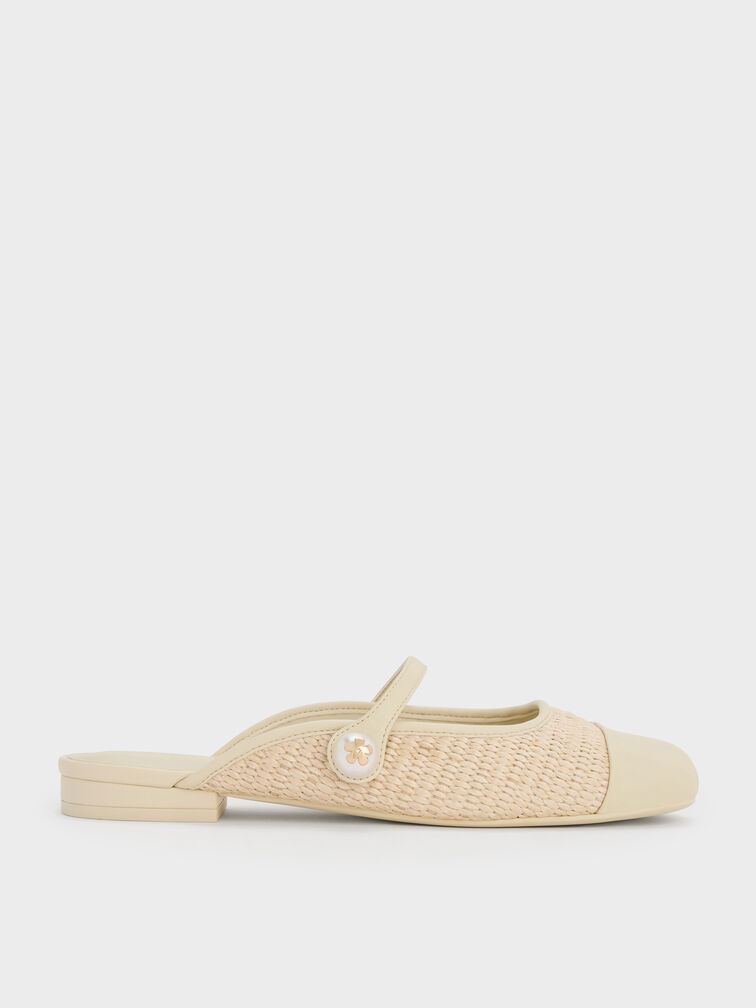 Aeryn Raffia Pearl-Embellished Slip-On Mary Janes, Crema, hi-res