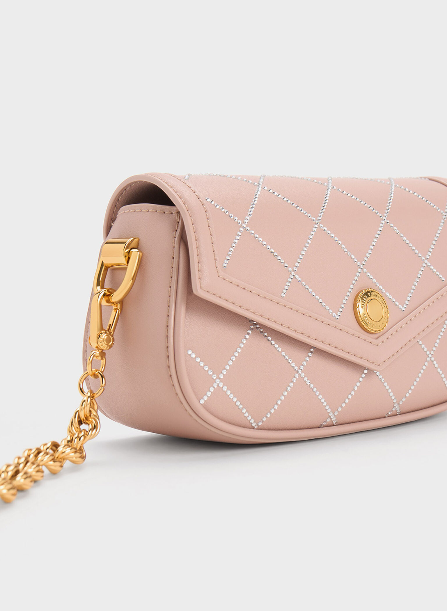 Este Chain Handle Satin Bag, Nude, hi-res