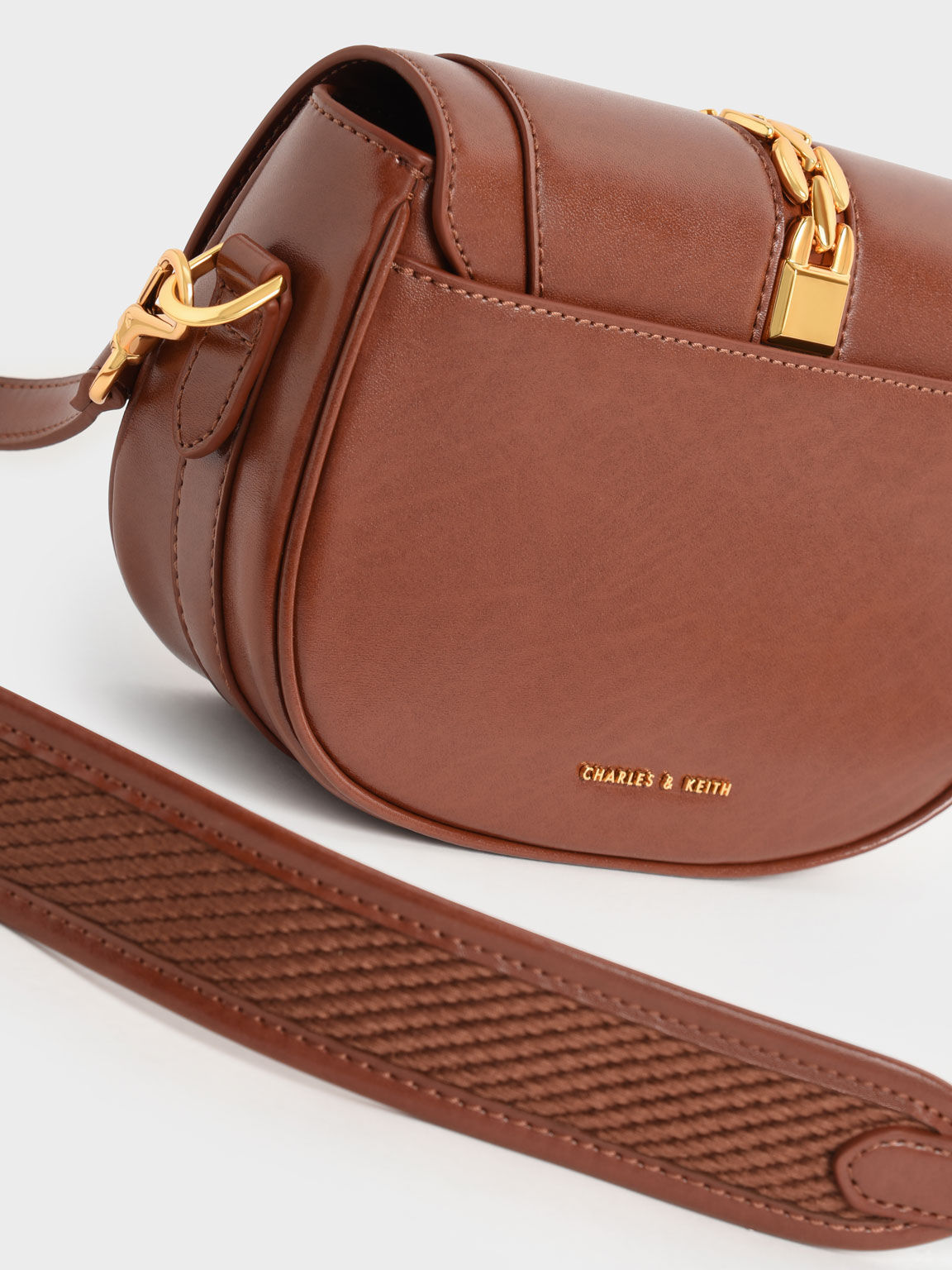 Isana Chain-Accent Crossbody Bag, Chocolate, hi-res