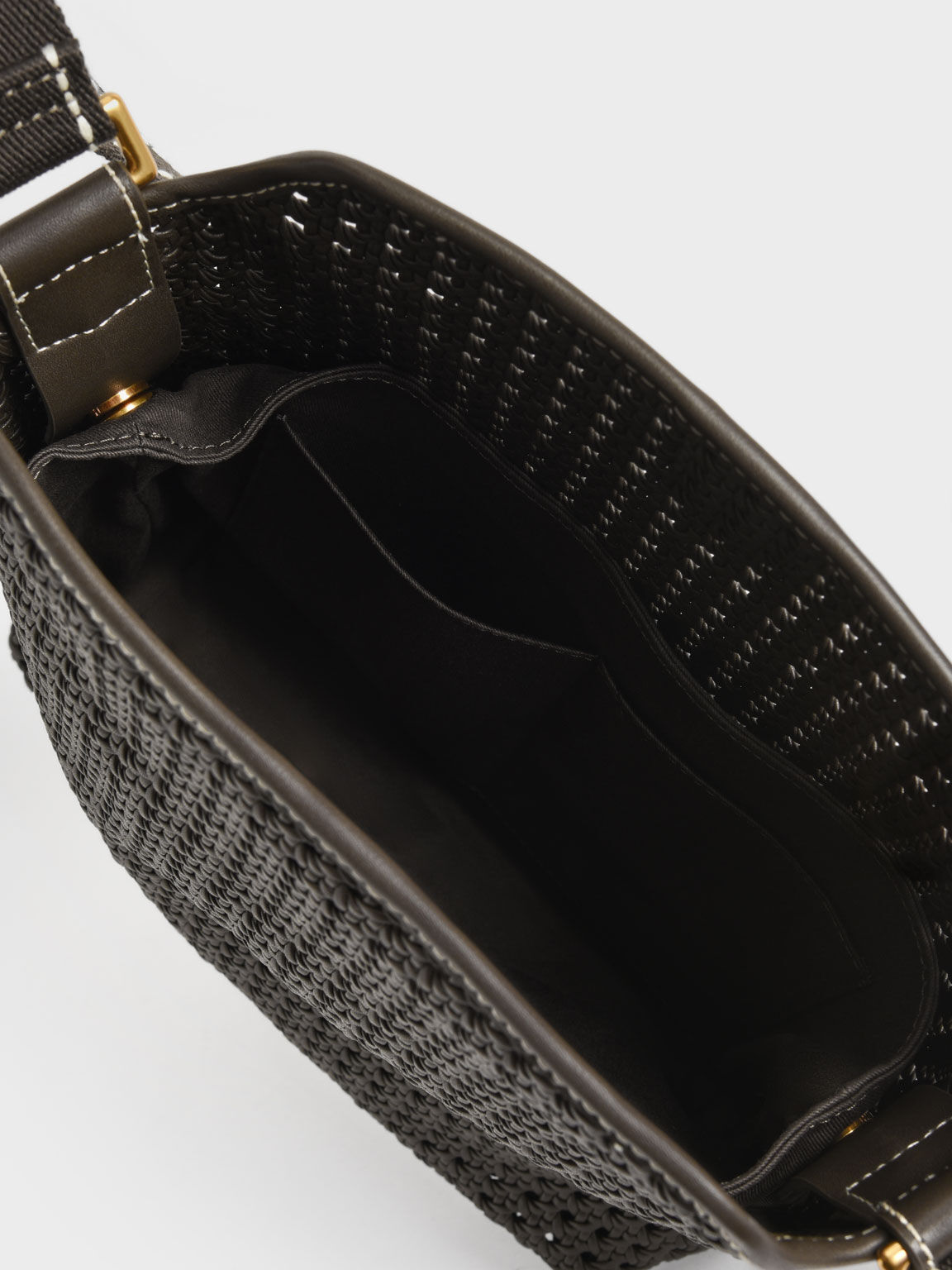 Cecily Woven Large Shoulder Bag, Dark Moss, hi-res