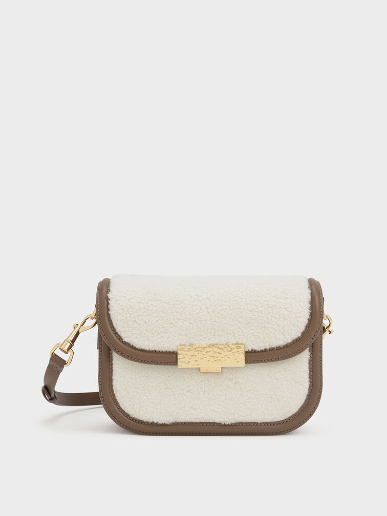 Genevieve Metallic Accent Crossbody Bag, Cream, hi-res