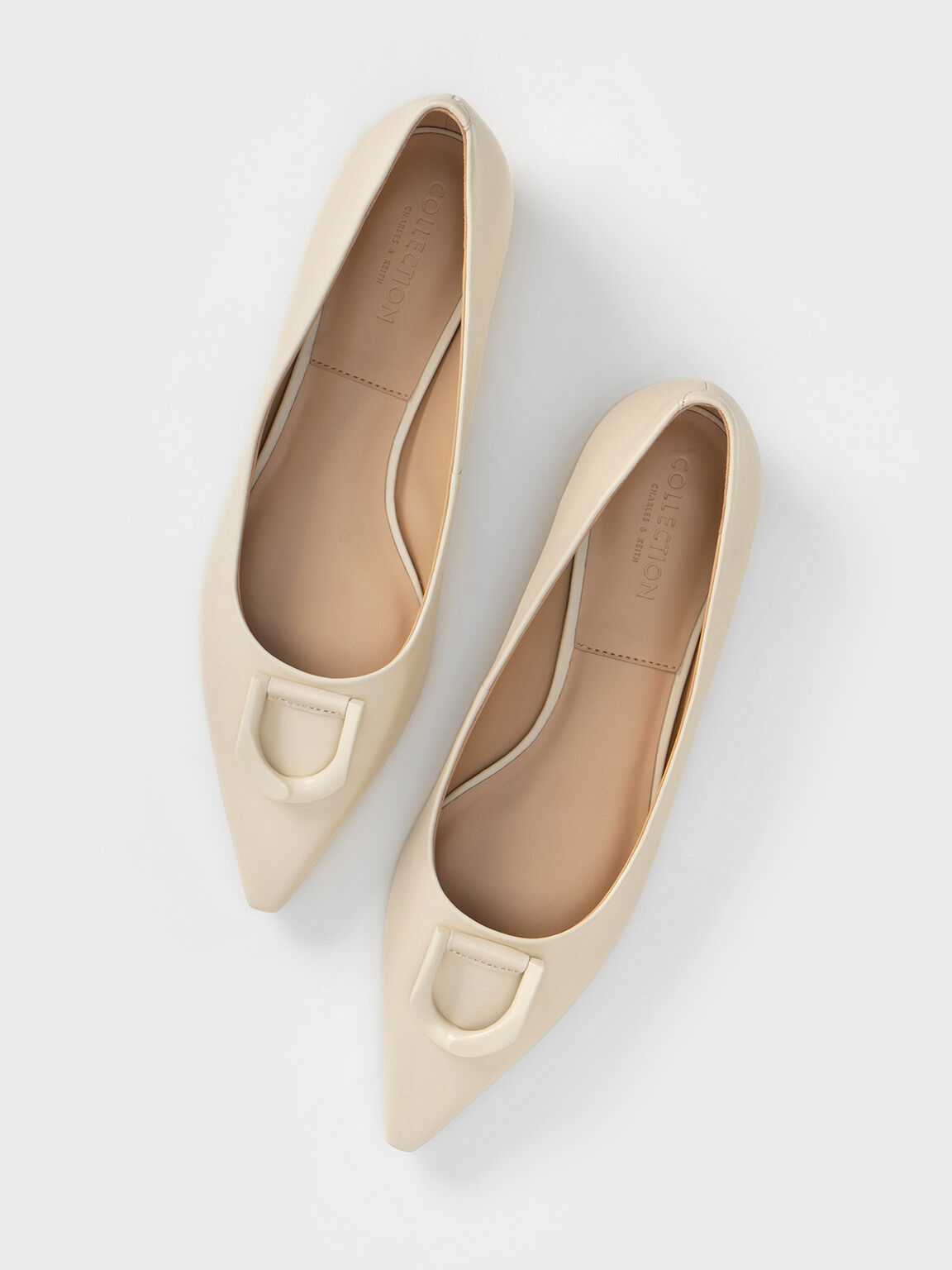 Gabine Leather Ballerinas, Chalk, hi-res