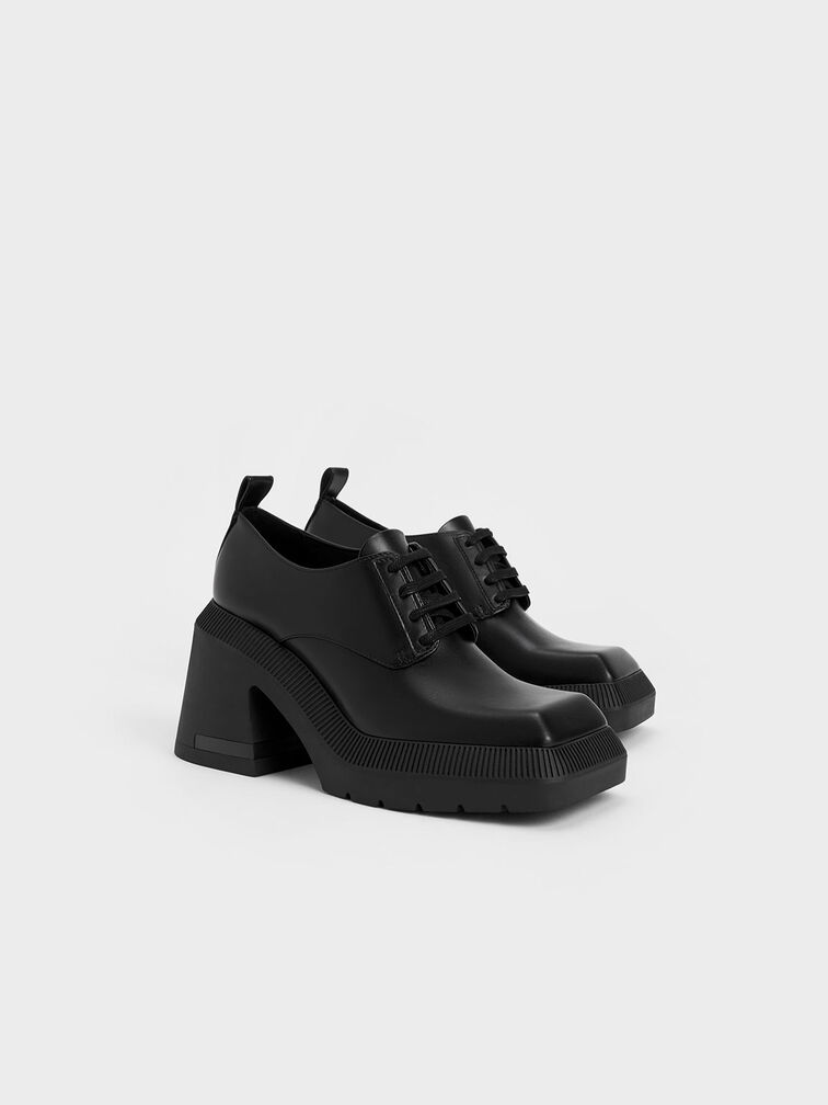 Emery Geometric Chunky Oxfords, Black, hi-res