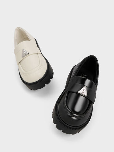 Girls' Trice Metallic Accent Loafers, Black Box, hi-res