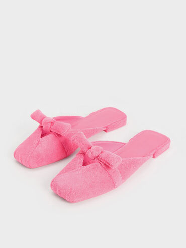 Loey Textured Knotted Mules, Pink, hi-res