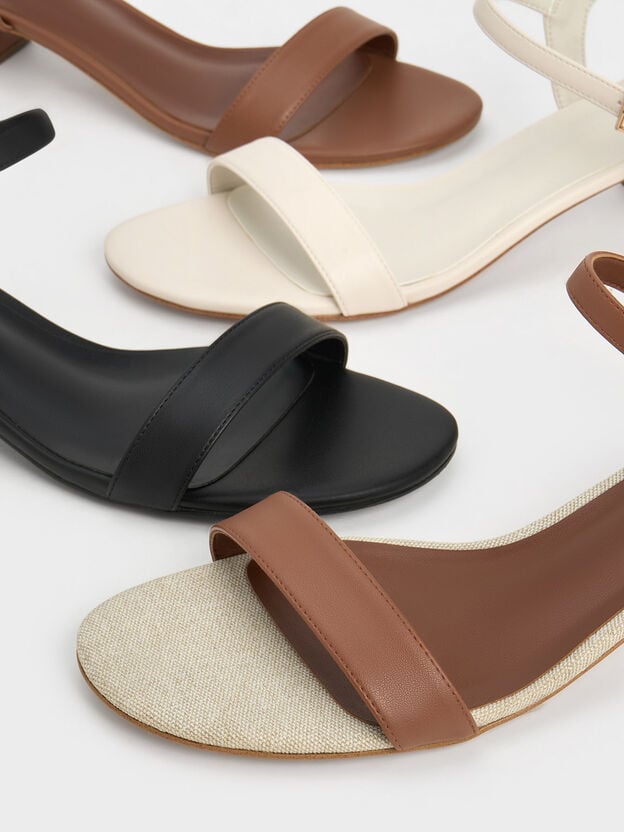 Sandalias con tac&oacute;n de bloque y correa al tobillo, Blanco, hi-res