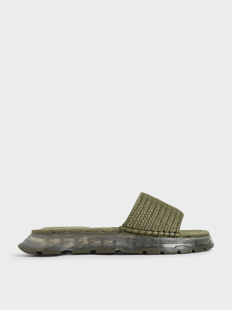 Espadrille Flatform Sandals, Olive, hi-res