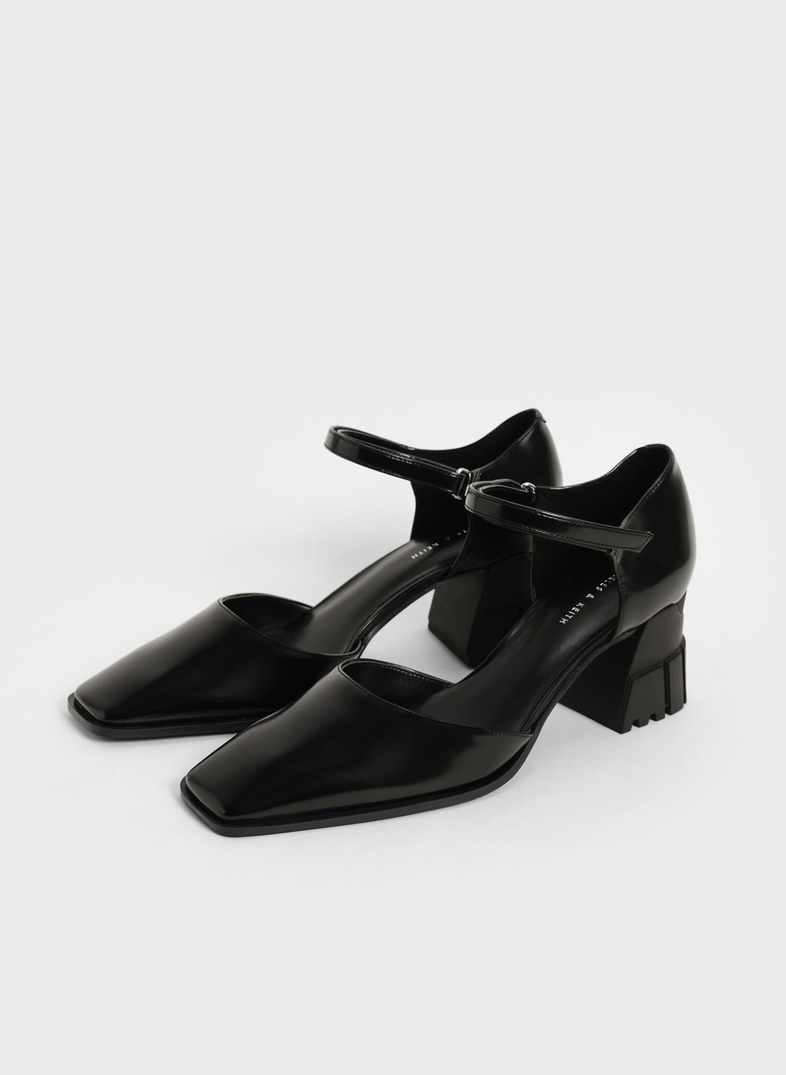 Square Toe D'Orsay Pumps, Black, hi-res