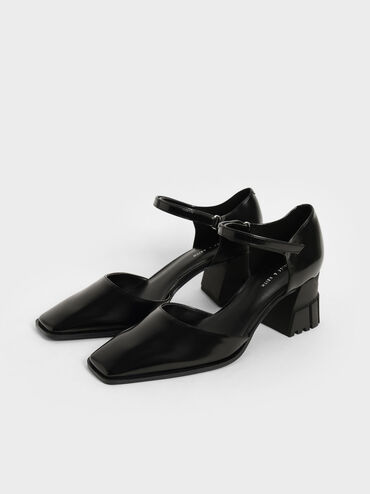 Square Toe D'Orsay Pumps, Black, hi-res