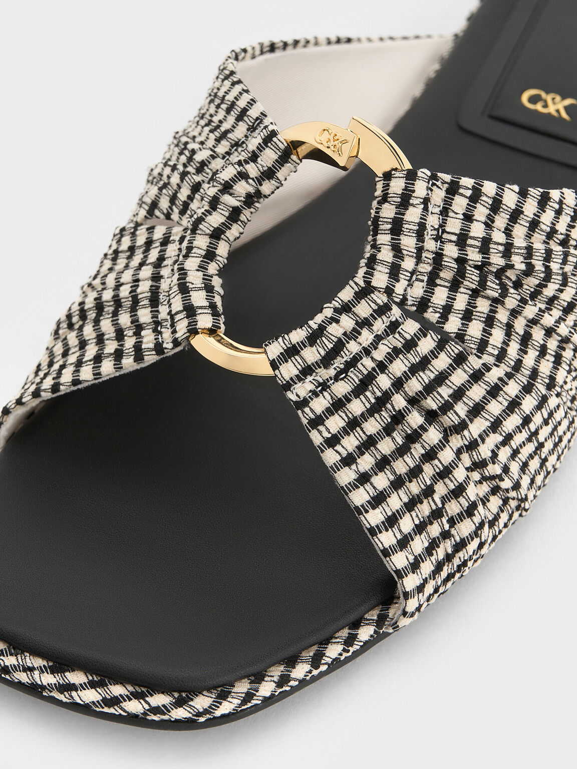 Black and white checkered sandals on sale