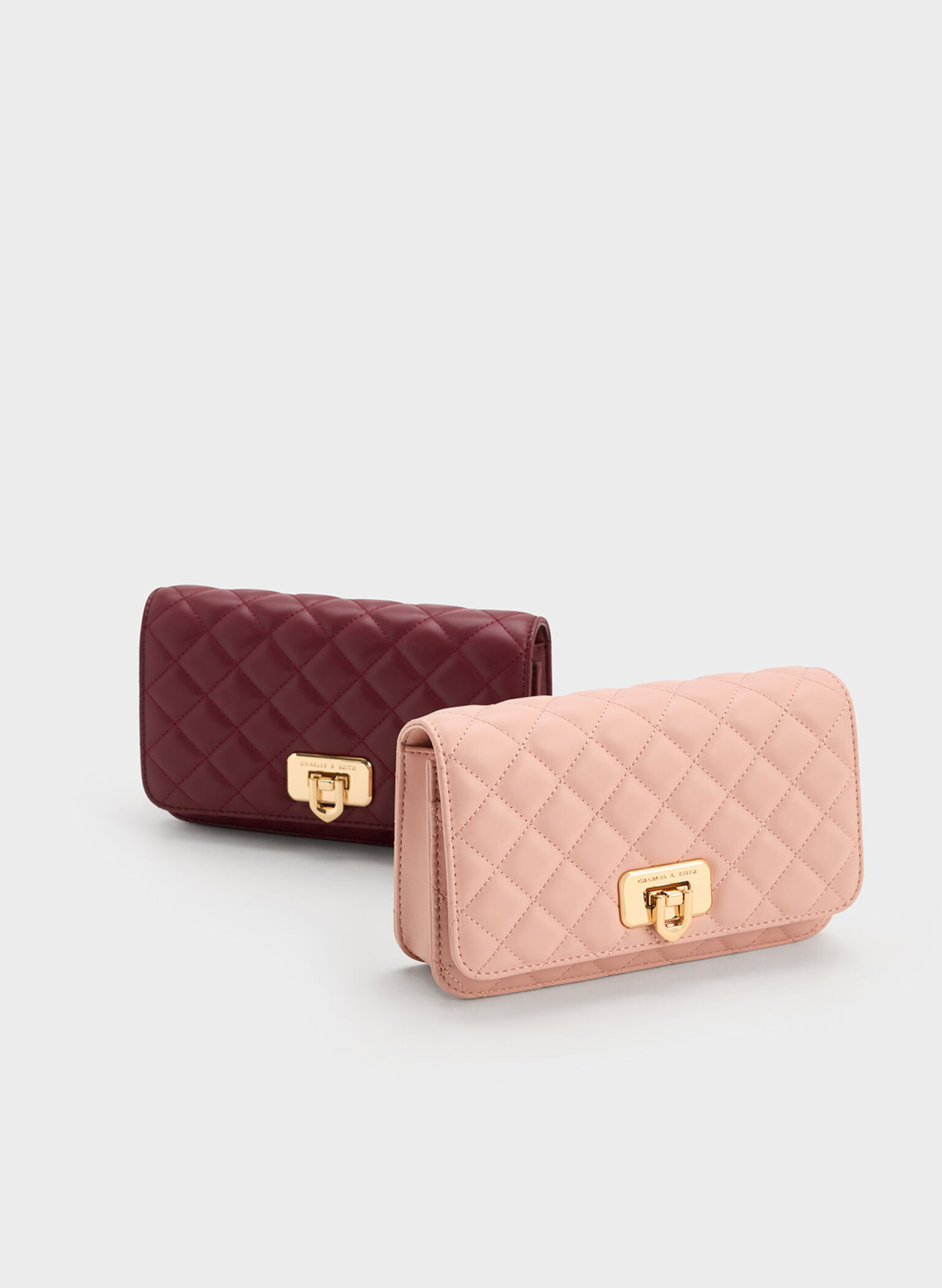 Cressida Quilted Push-Lock Clutch, Pink, hi-res