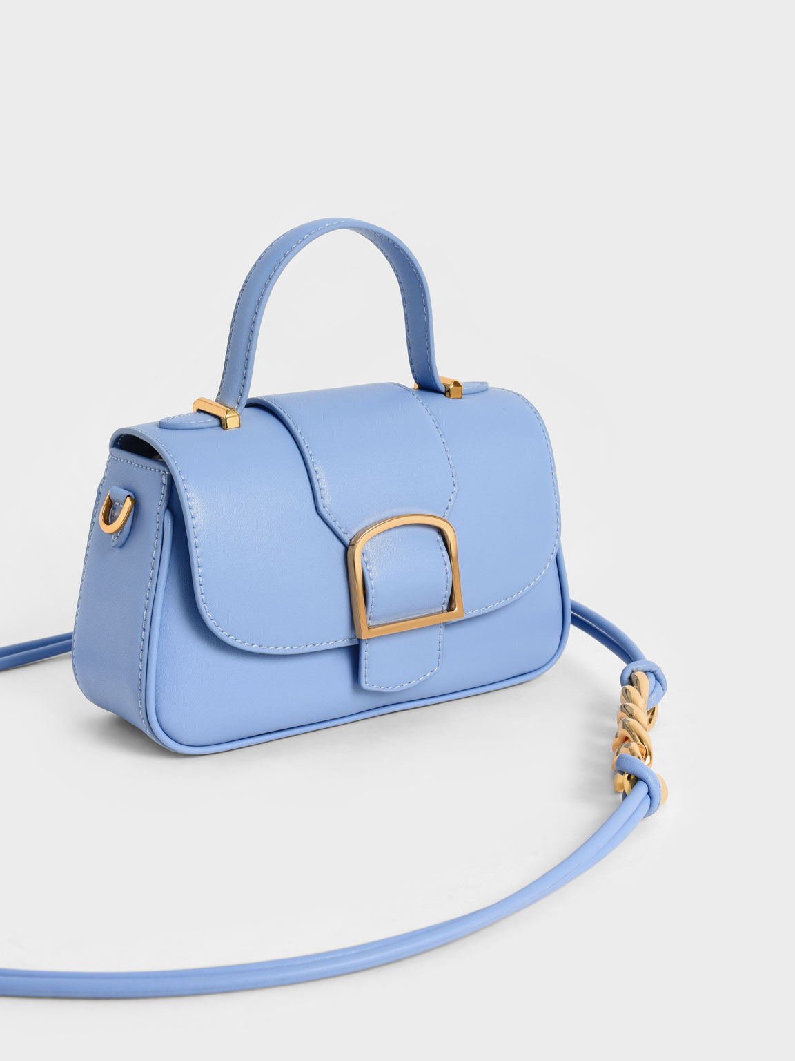 Curved Top Handle Crossbody Bag, Light Blue, hi-res