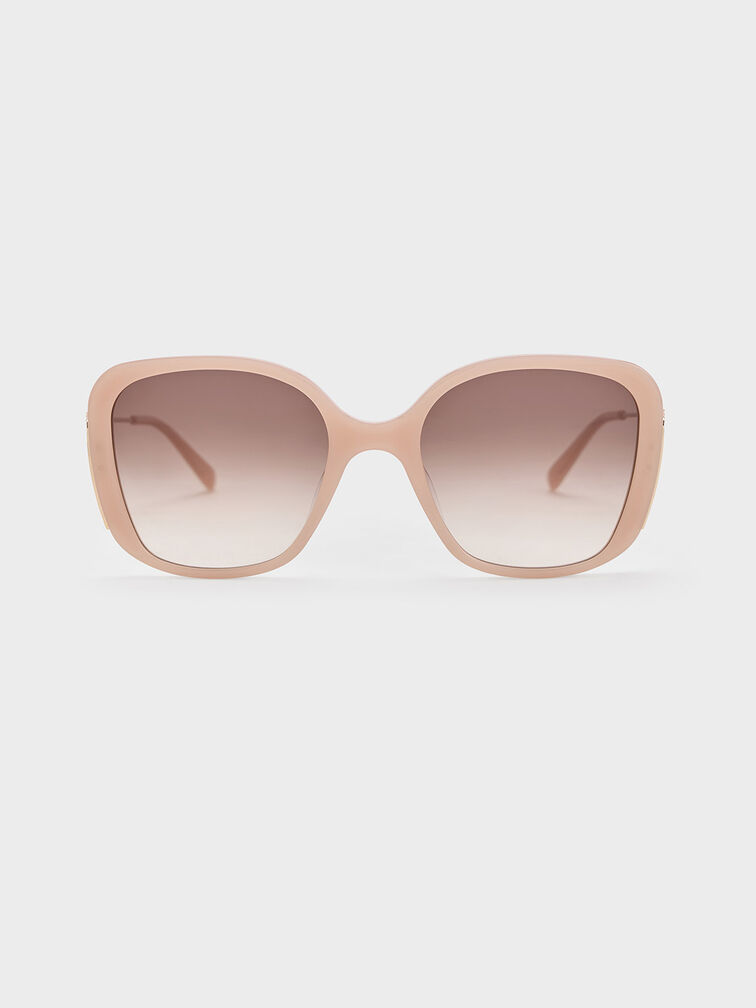 Recycled Acetate Wide-Frame Butterfly Sunglasses, Pink, hi-res