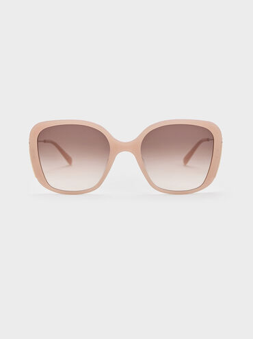 Gafas de sol mariposa de acetato reciclado con montura ancha, Rosa, hi-res