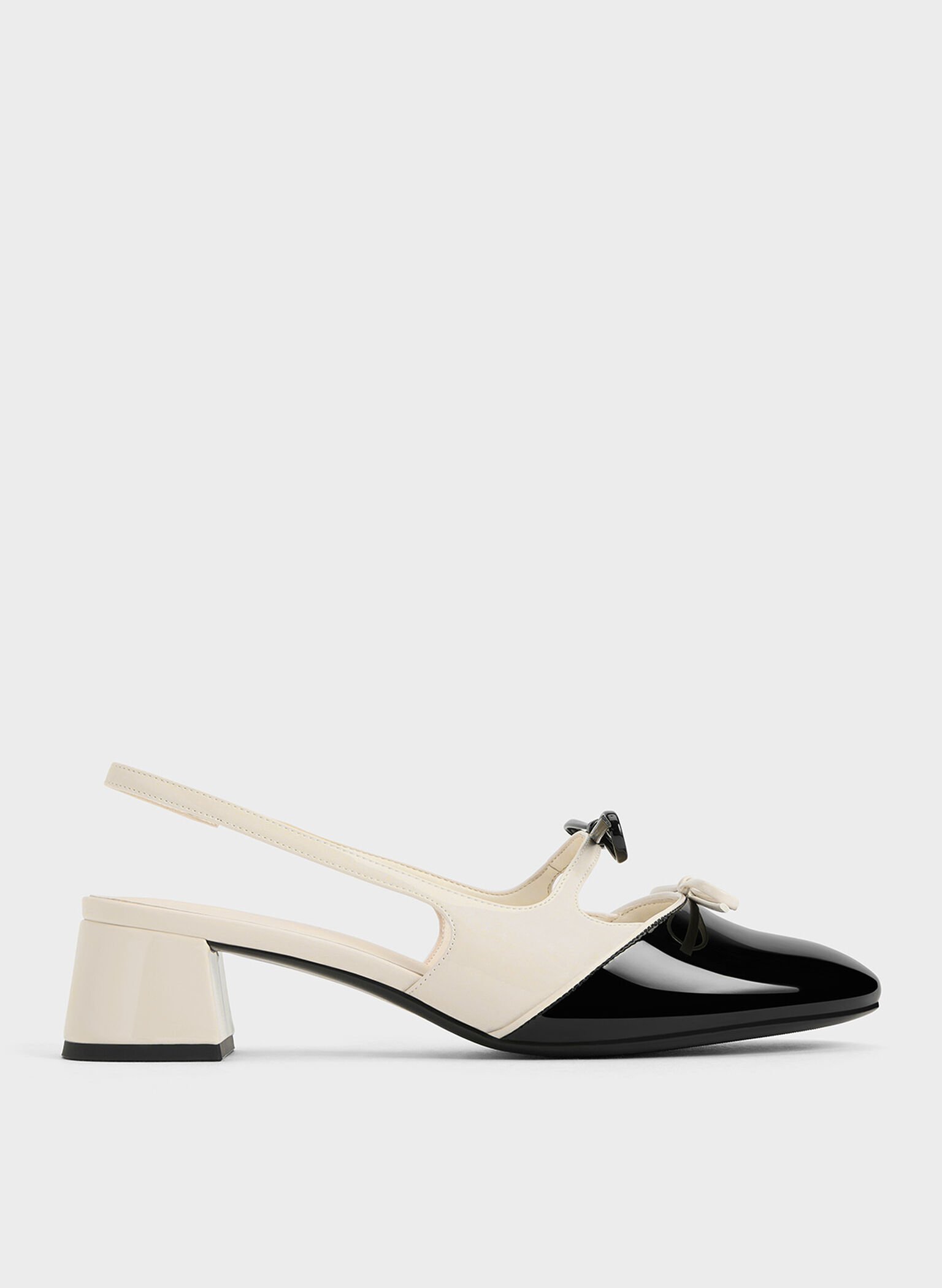 Dorri Two-Tone Double-Bow Slingback Pumps, Chalk, hi-res
