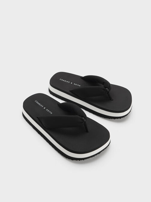 Tana Puffy Thong Sandals, Black, hi-res