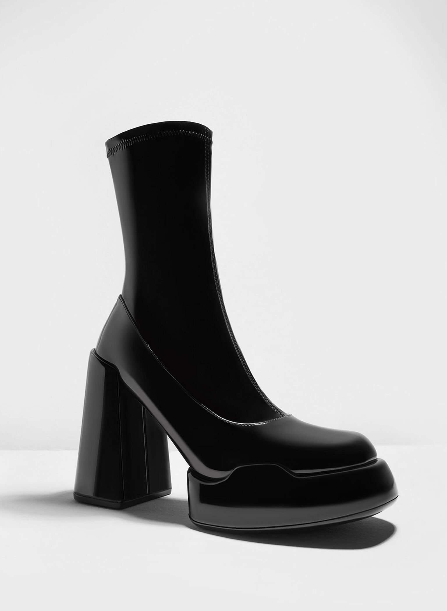 Patent leather ankle boots