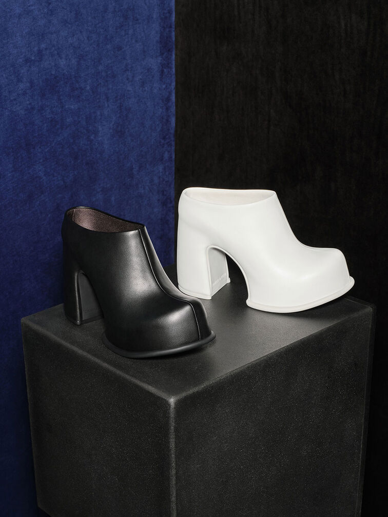 Pixie Platform Mules, White, hi-res