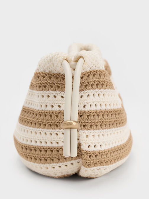 Ida Knitted Striped Chain-Handle Clutch, Sand, hi-res