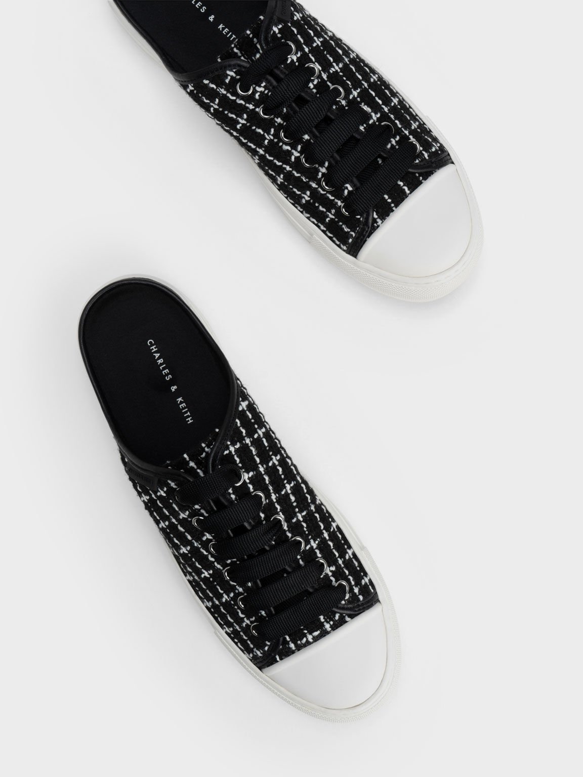 Tweed Slip-On Sneakers, Black, hi-res