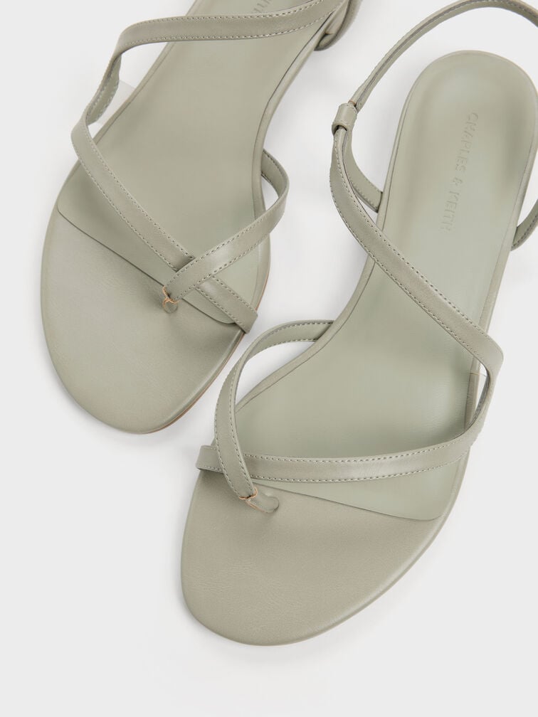 Arden Wavy Strappy Toe-Ring Flat Slingback Sandals, Mint Green, hi-res