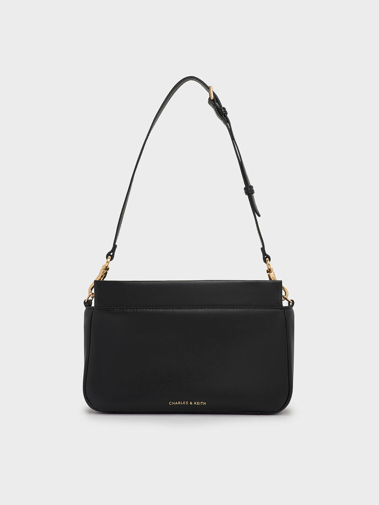Lennie Chain-Handle Shoulder Bag, Black, hi-res