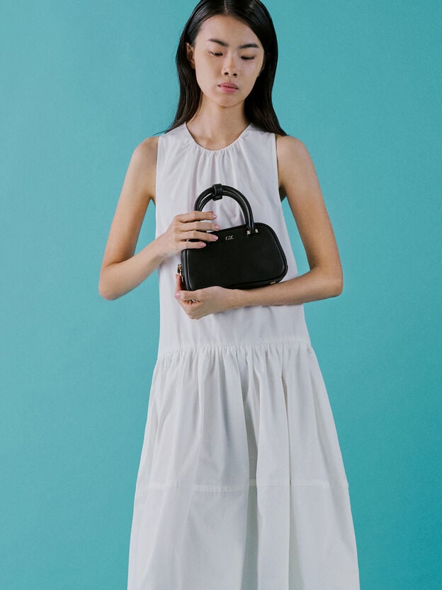 Bolso bowling de cuero, Negro, hi-res