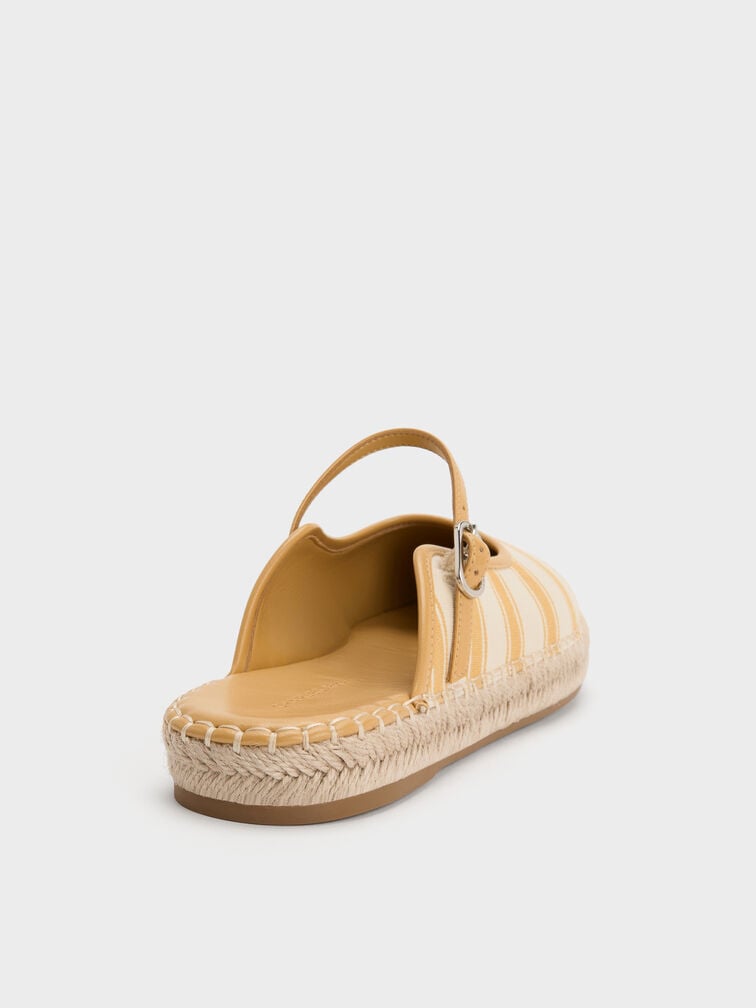 Striped Mary Jane Espadrille Mules, Yellow, hi-res