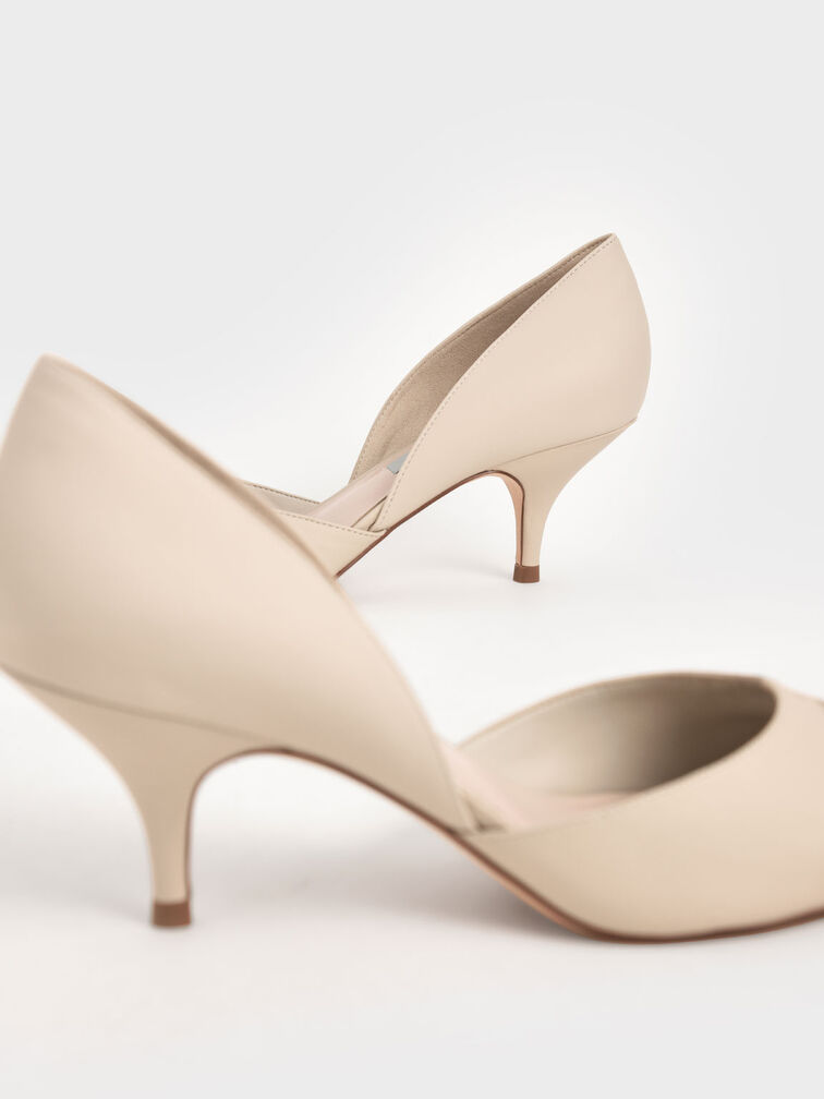 Ruched D'Orsay Court Shoes, Taupe, hi-res