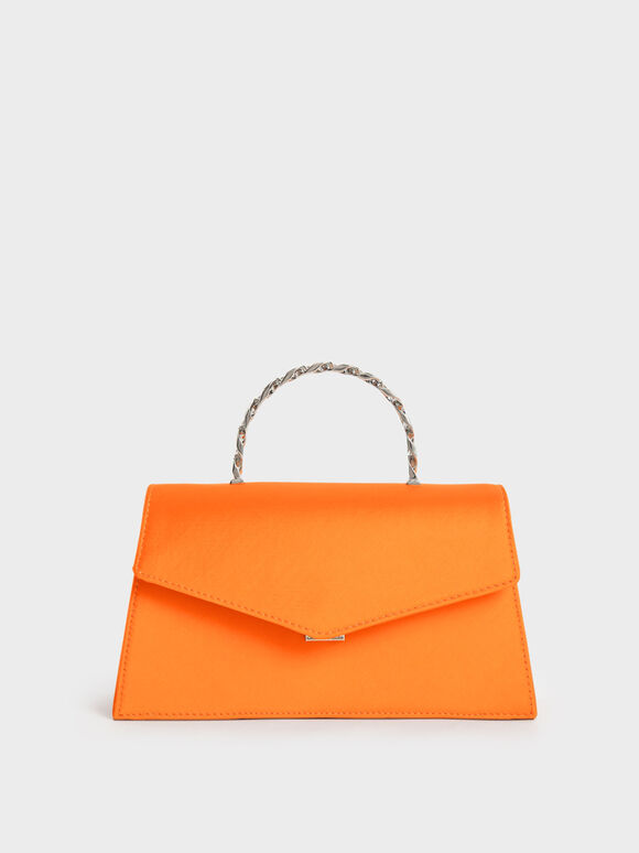 環保材質：緞面手提包, 橘色, hi-res