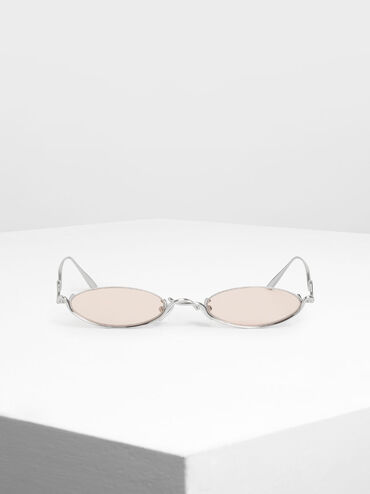 Wire Frame Oval Sunglasses, Pink, hi-res