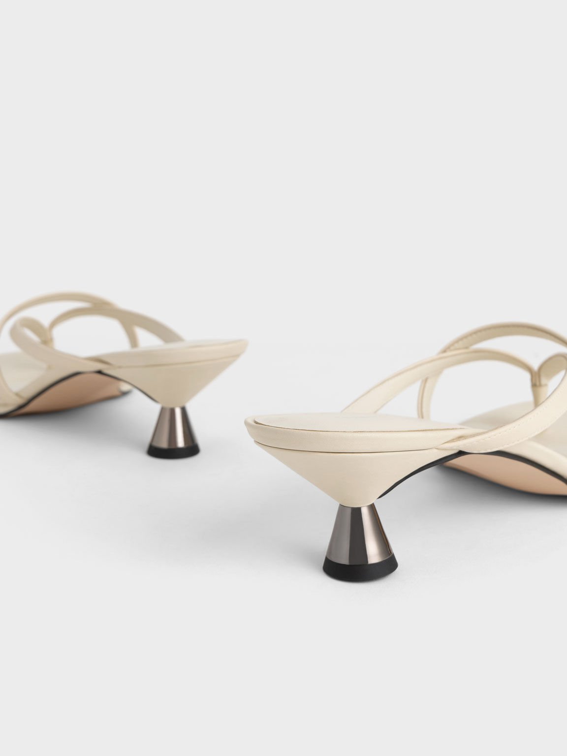 Spool Heel Thong Sandals, Chalk, hi-res
