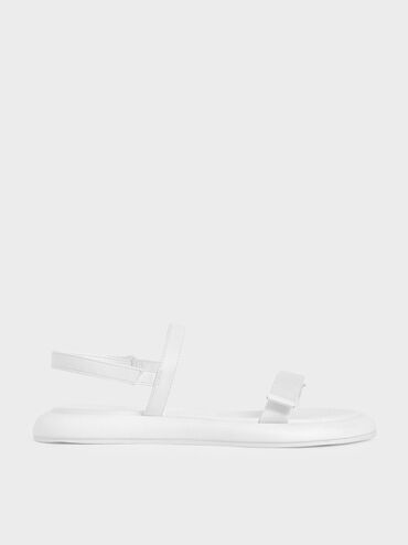Grosgrain Velcro Strap Sandals, White, hi-res