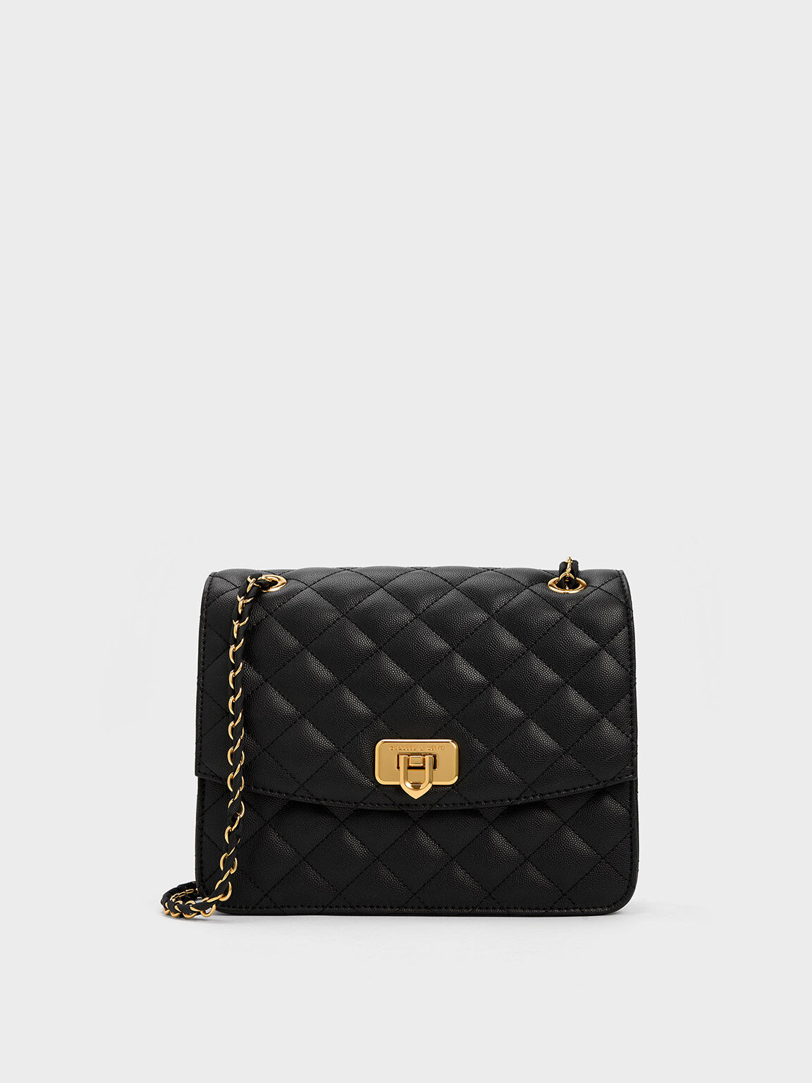 Black Cressida Quilted Chain Strap Bag - CHARLES & KEITH PA