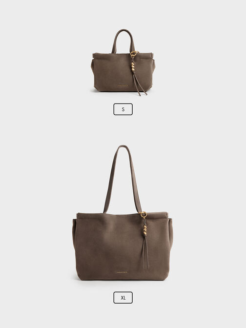 XL Zephyr Tassel Tote Bag, Stone Grey, hi-res