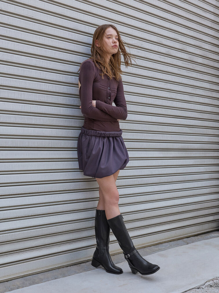 Eliza Knee-High Boots, Black, hi-res